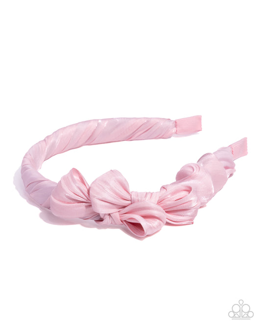 Paparazzi Timeless Ties - Pink - Baby Pink Twisted Ribbon & Bow Headband H0247
