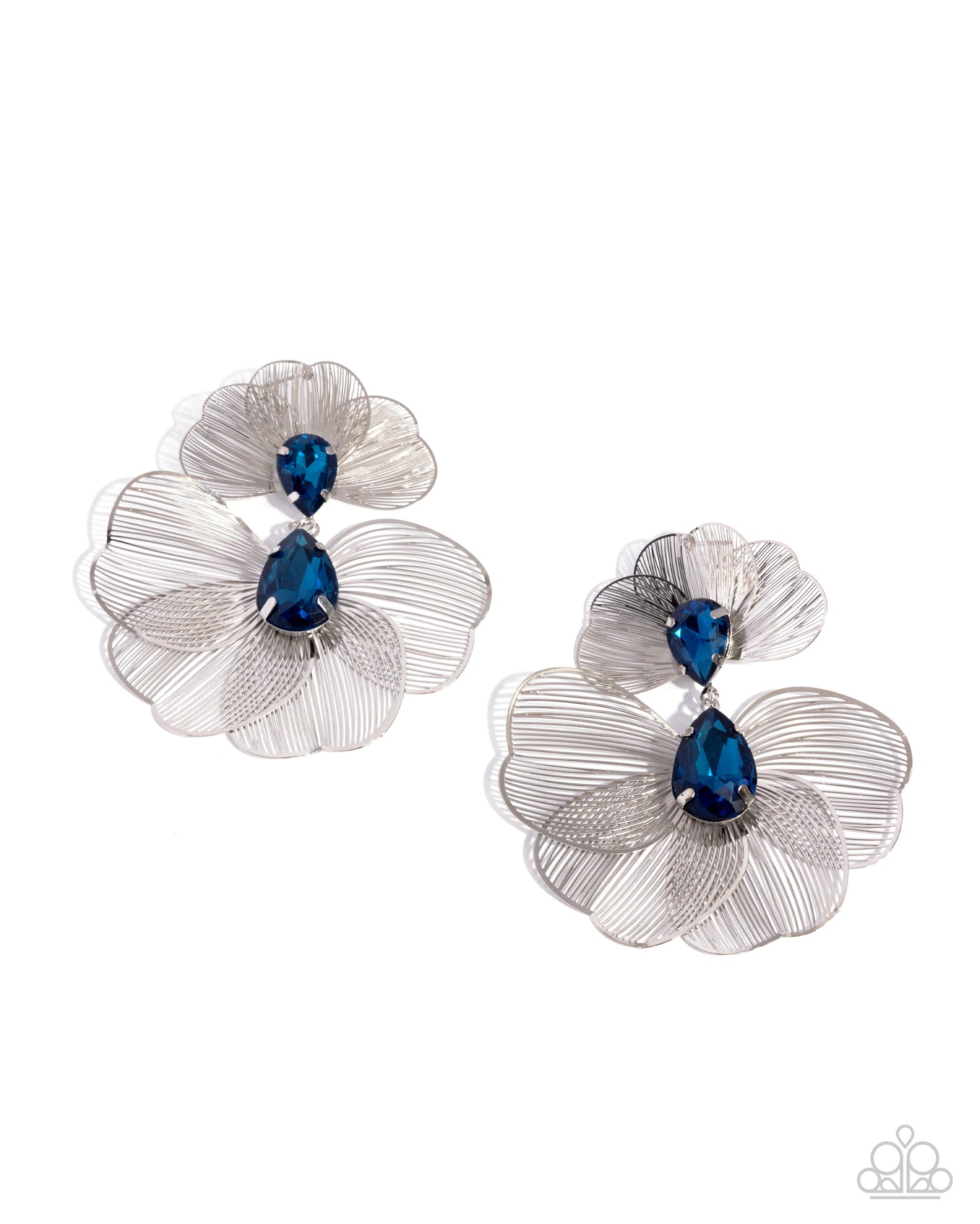 Paparazzi Wiry Wisdom - Blue Gem Silver Flower Post Earring E3295