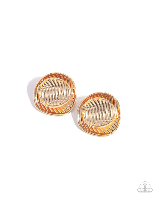 Paparazzi Layered Leader - Gold Disc Post Earring