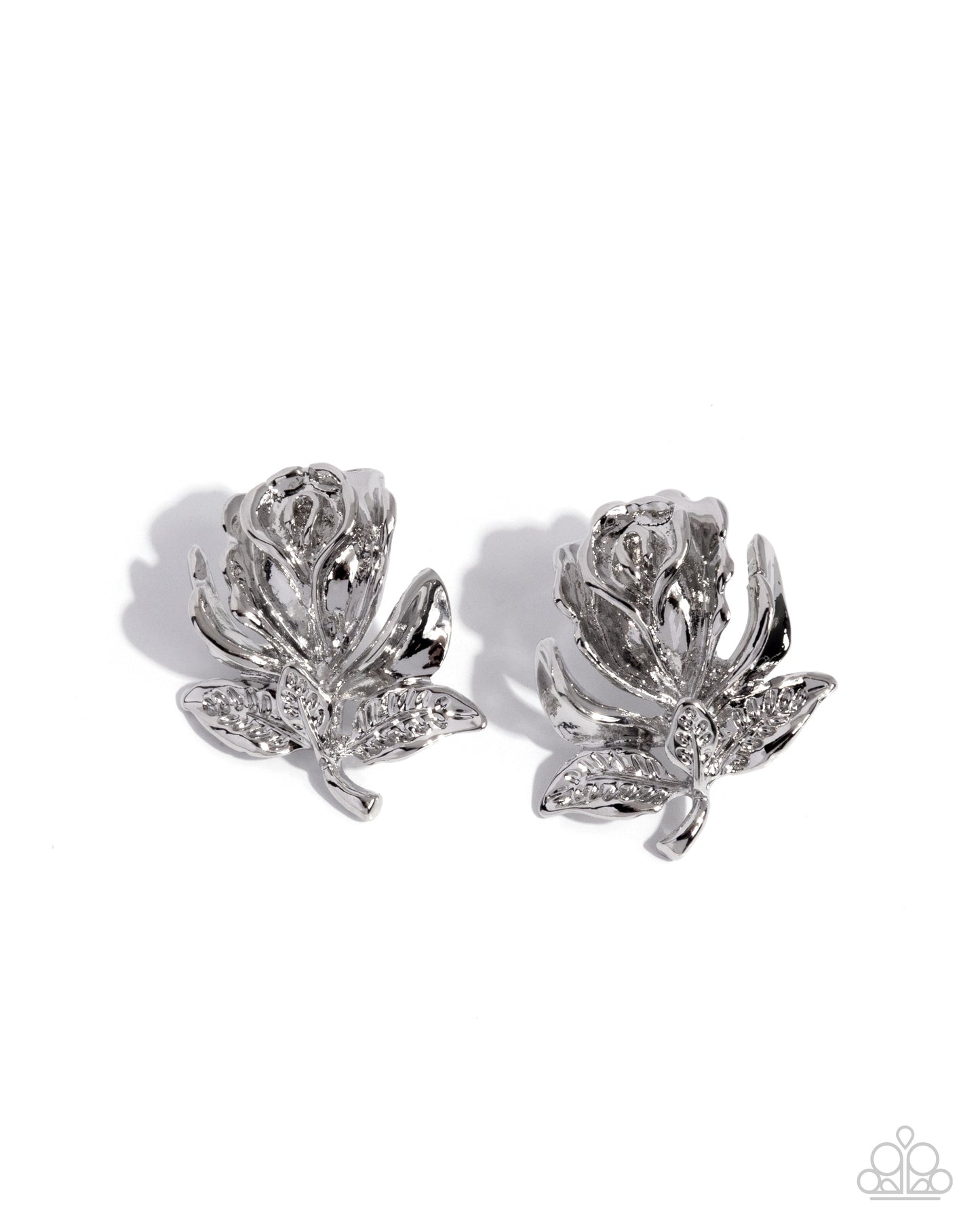 Paparazzi Rose Record - Silver Oversized Rose Earring E3391