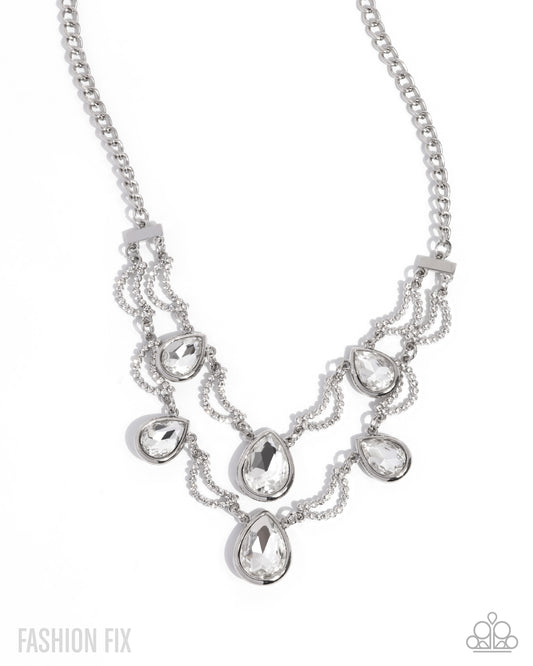 The Dazzling Diaries - White Teardrop Gem Layered Necklace Fiercely 5th Avenue Fashion Fix July 2025 Paparazzi N3426