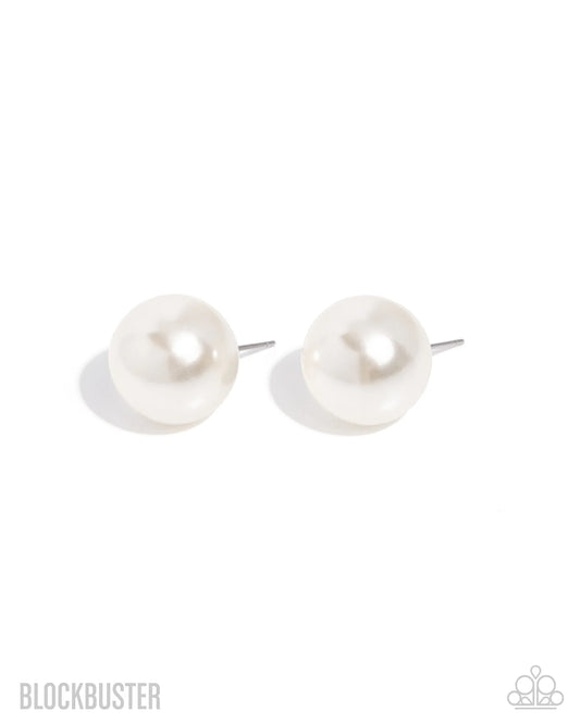 Preppy Princess - White Pearl Post Earrings - Blockbuster 2025 Exclusive Paparazzi E3120