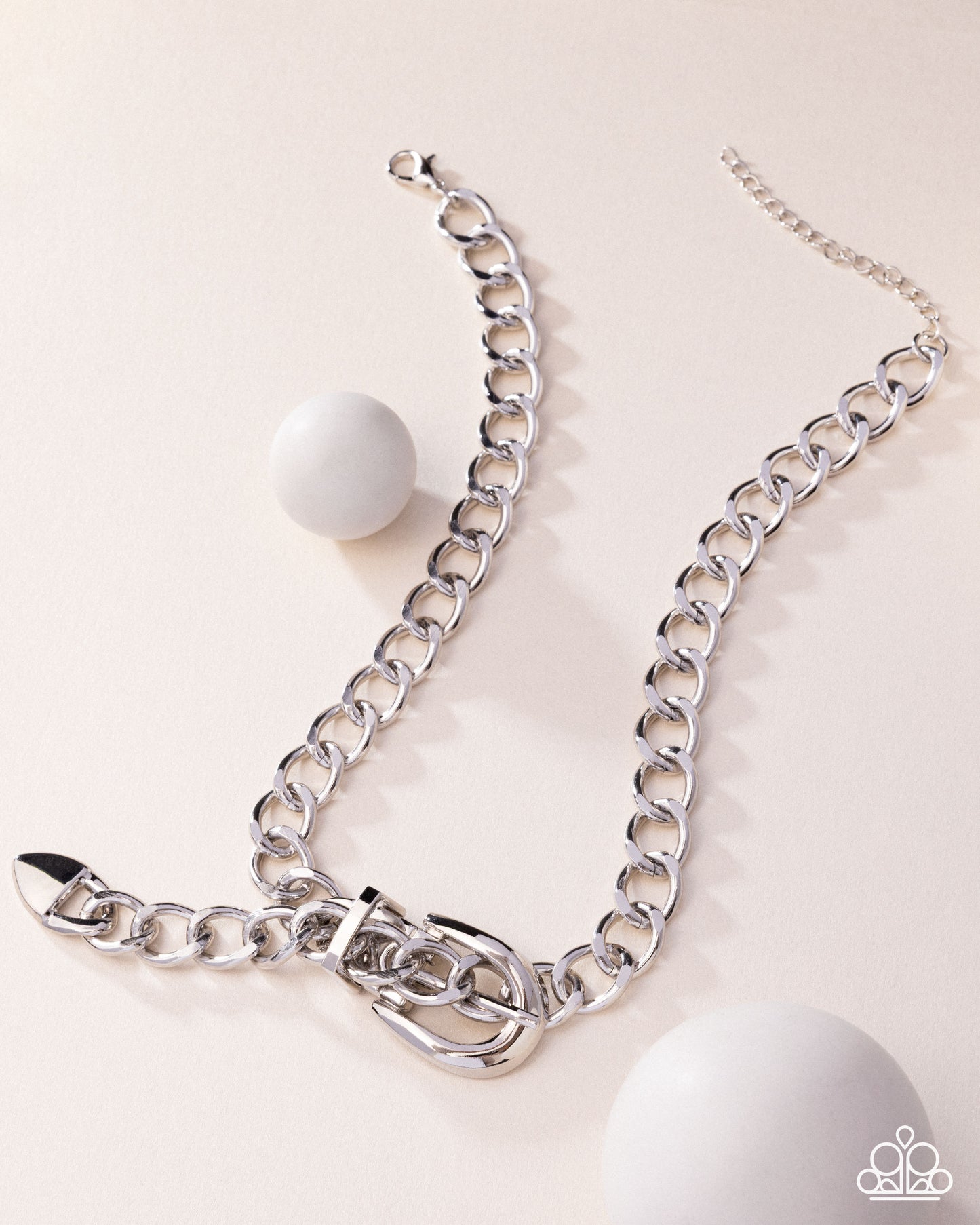 Bold Buckle - Silver Curb Chain Buckle Necklace Paparazzi 2025 Convention Exclusive N3520