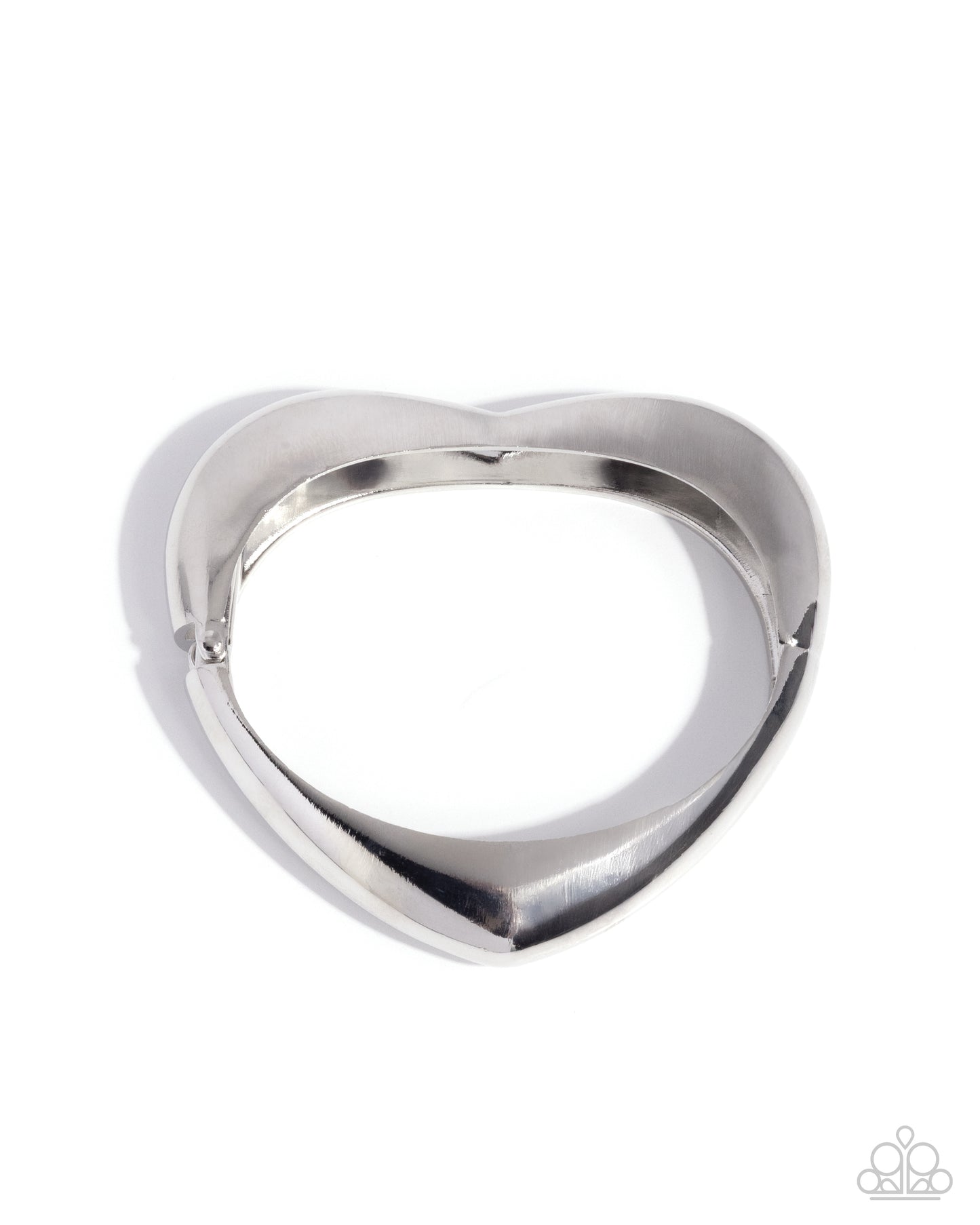 Paparazzi Metallic Matchmaker - Silver High Sheen Heart Hinged Bracelet B2596