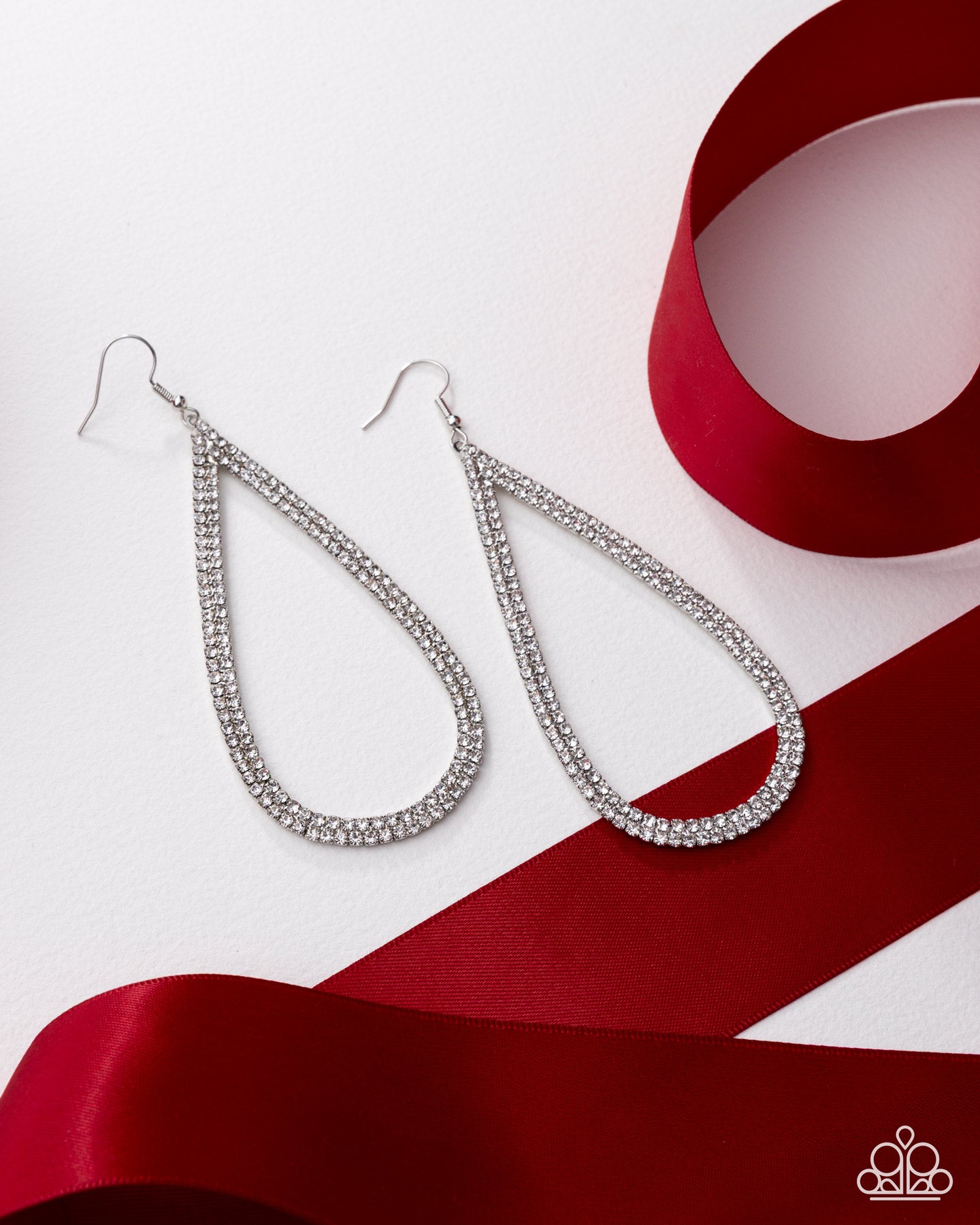 Paparazzi Traditional Twinkle - White Rhinestone Oversized Teardrop Earring Life Of The Party December 2025