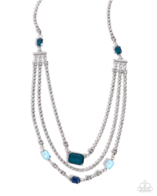 Paparazzi Limitless Luminescence - Blue Gem Silver Layered Necklace