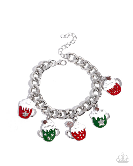Paparazzi Cup of Christmas Cheer - Multi Red & Green Mugs Of Hot Cocoa Christmas Charm Style Bracelet B2486