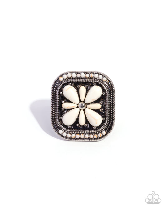 Giving Grounded - White Stone Santa Fe Style Ring Paparazzi R1204