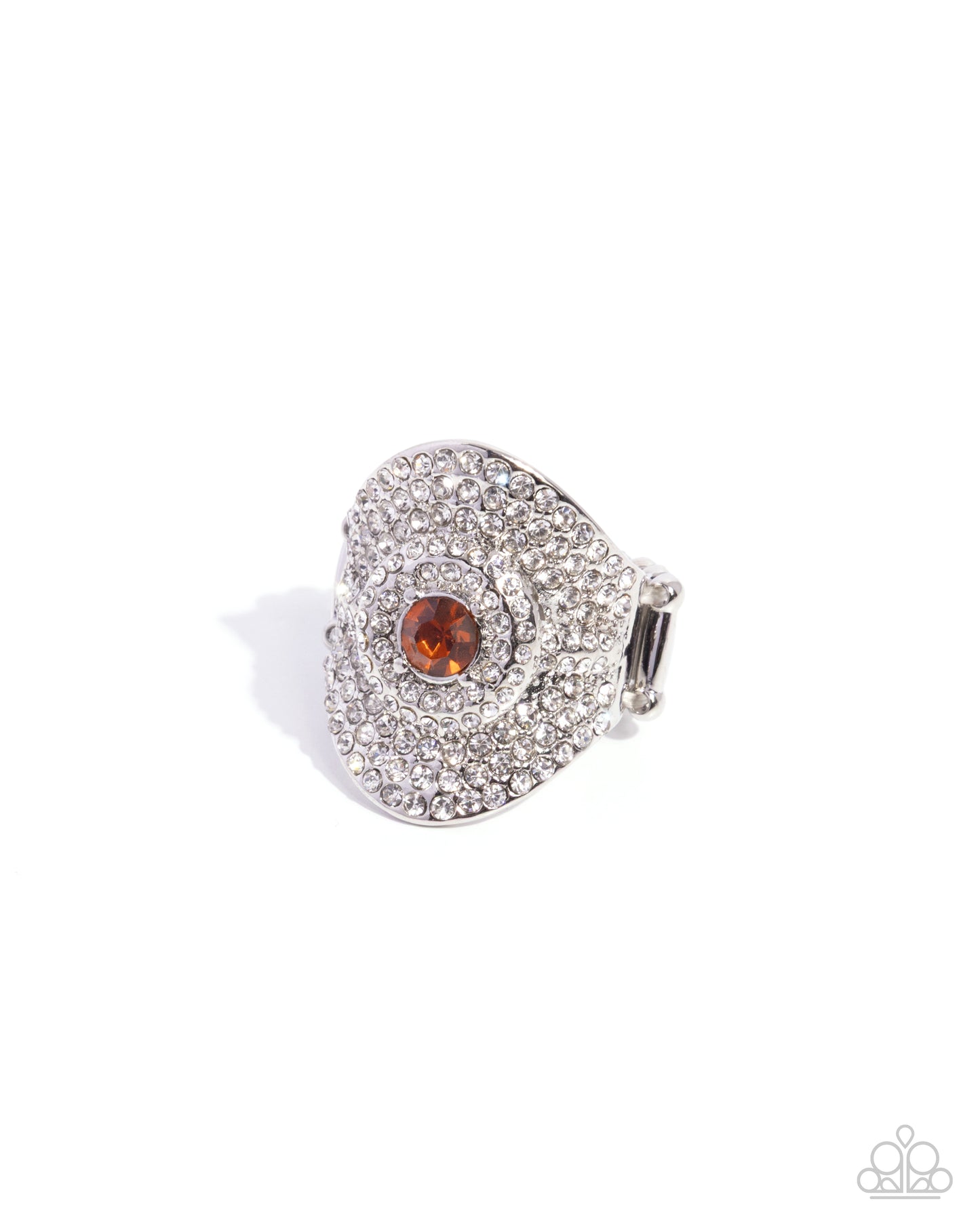 Paparazzi Refined Range - Brown Tea & White Rhinestone Ring R1248