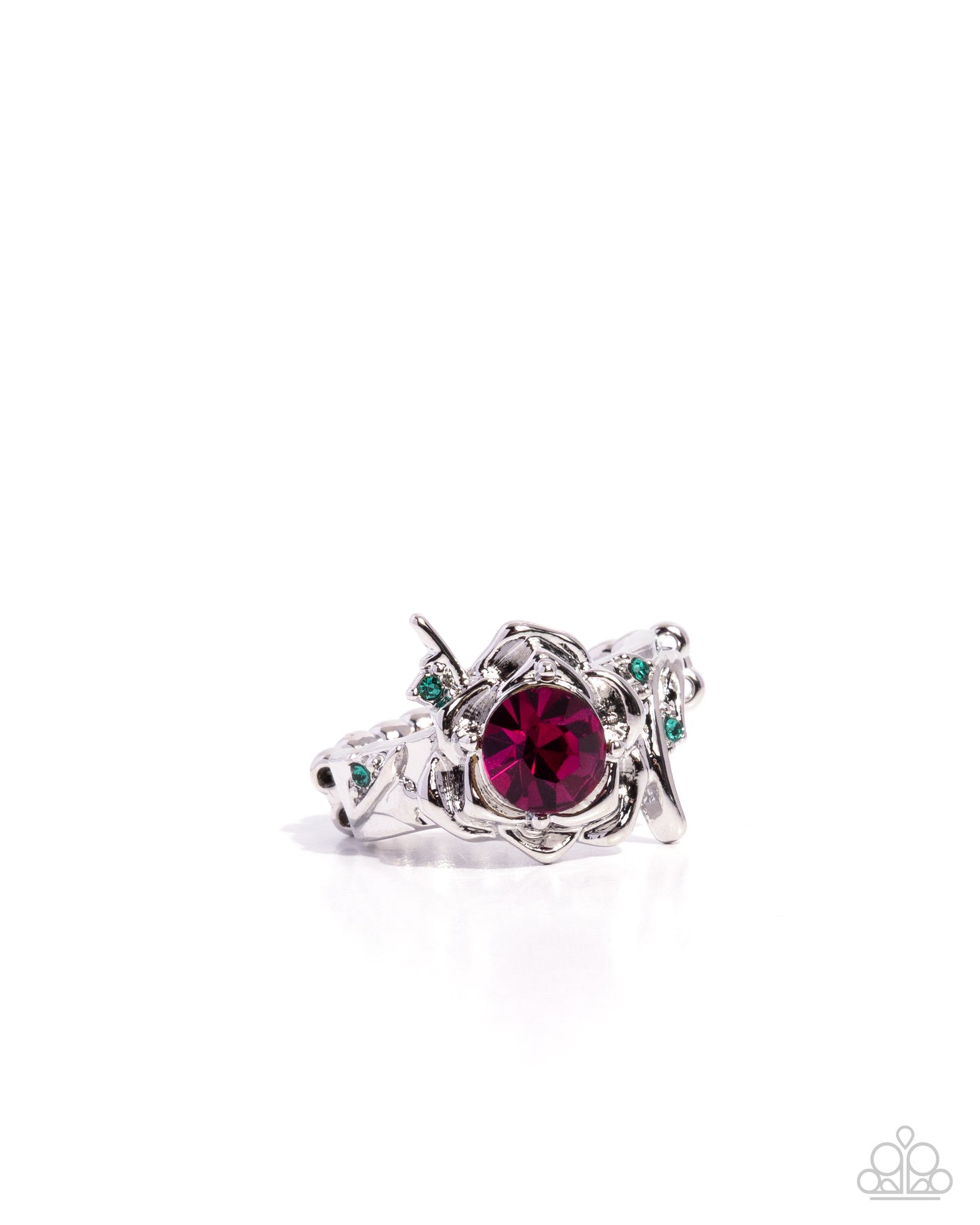 Paparazzi Refined Revival - Pink Fuchsia Rhinestone Flower Ring R1323