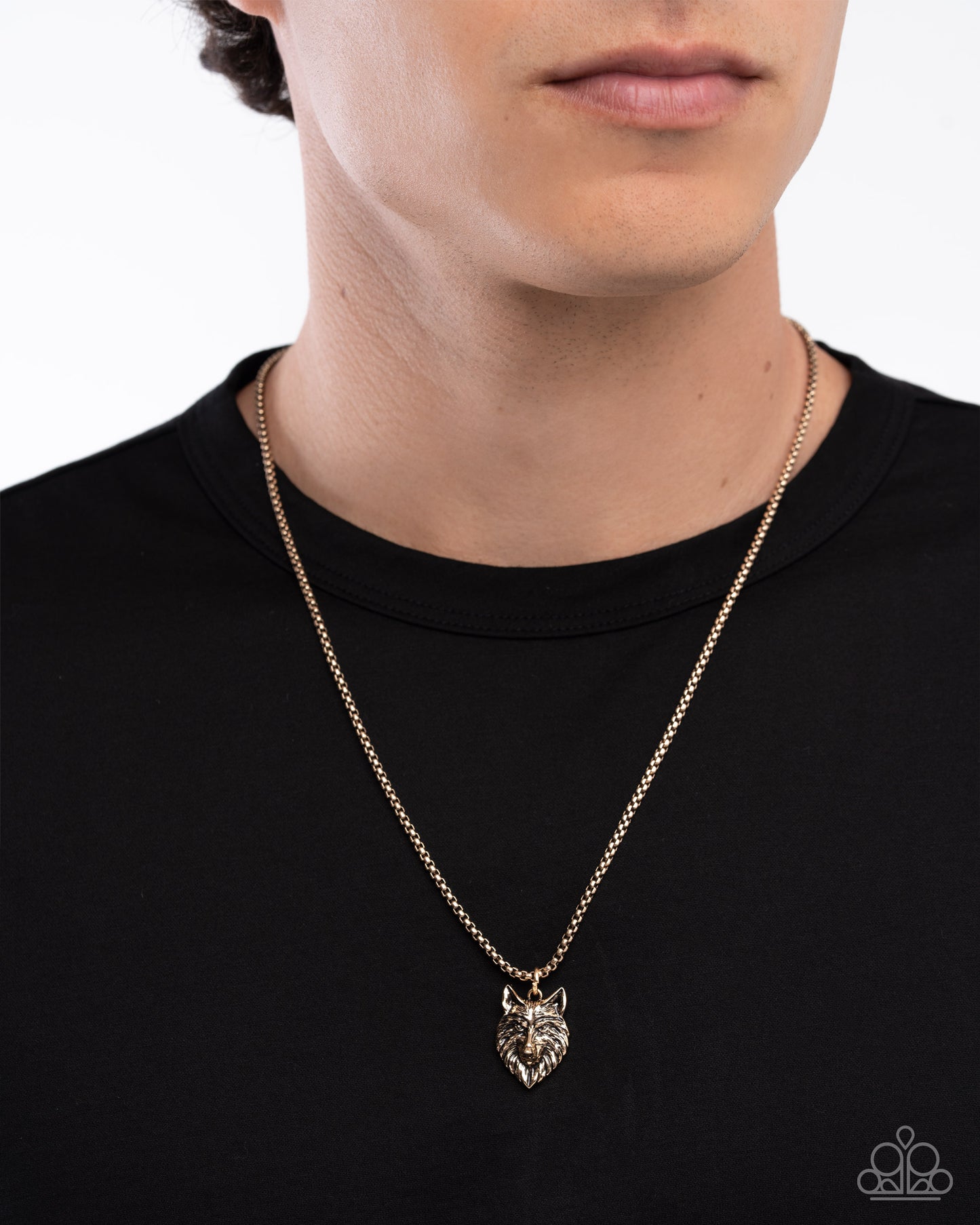 Alphas Call - Gold Wolf's Head Urban Box Chain Necklace Paparazzi 2025 Convention Exclusive N3506