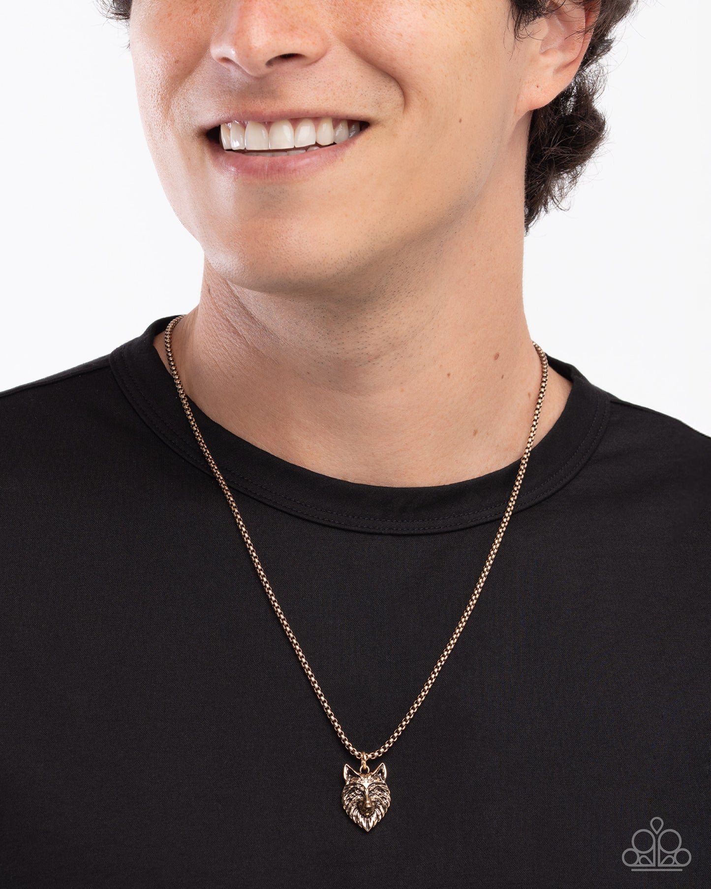 Alphas Call - Gold Wolf's Head Urban Box Chain Necklace Paparazzi 2025 Convention Exclusive N3506
