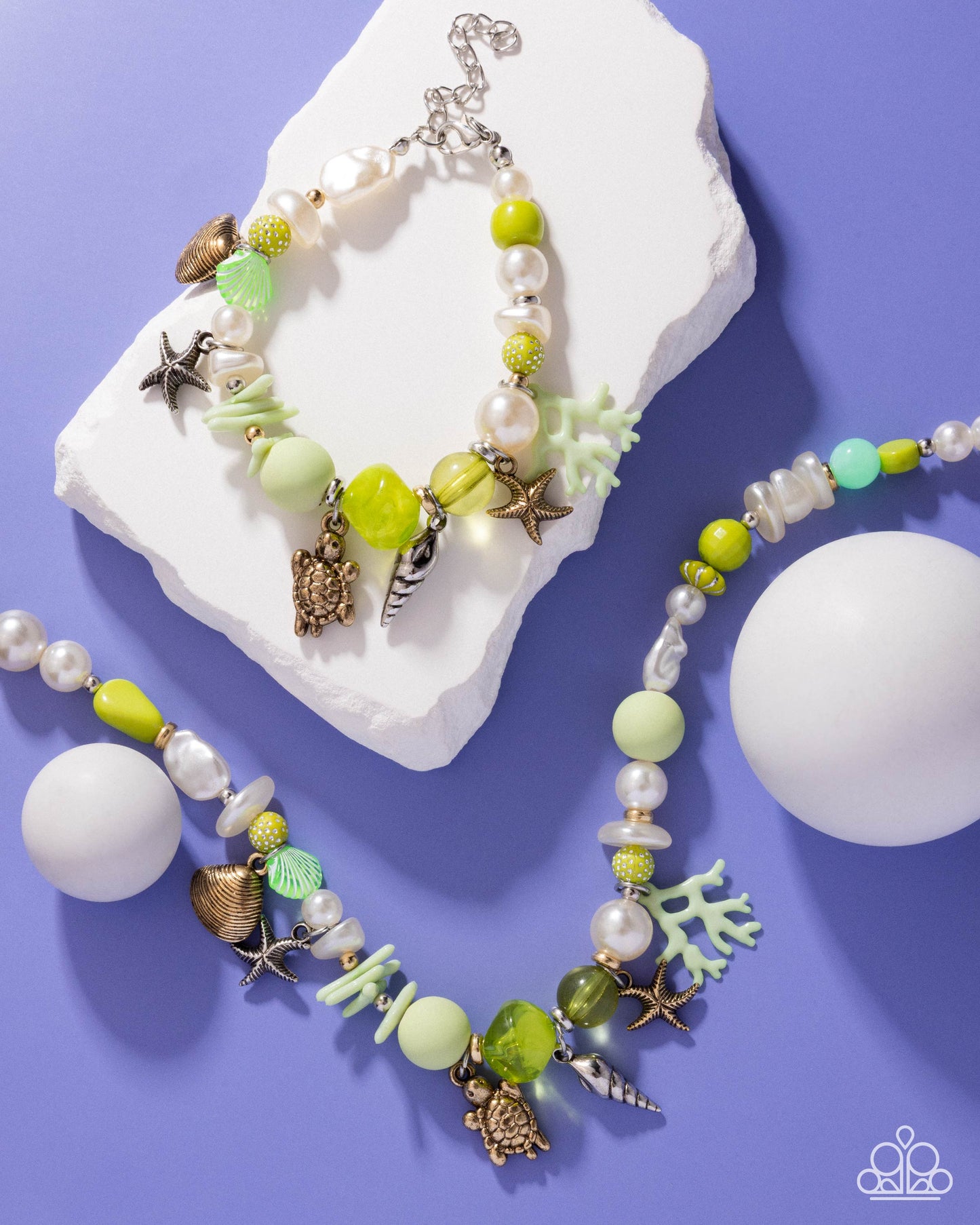 Paparazzi Oceanic Organization - Green Complete Look Set - Oceanic Operation Necklace - Green & Oceanic Outfit - Green Bracelet N3942