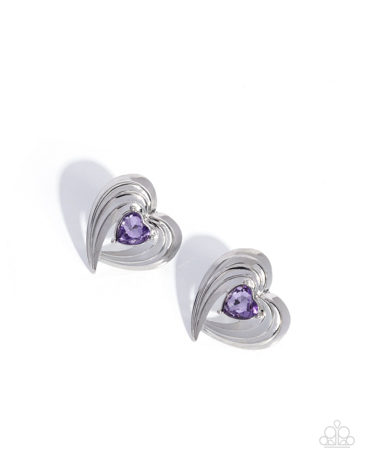 Paparazzi Daring Damsel - Purple Heart Silver Gem Earring E3493