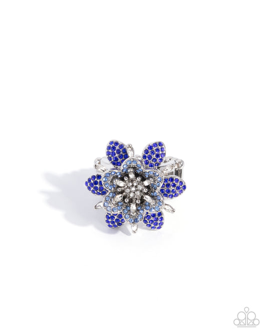Petaled Premonition - Blue Sapphire, Light Sapphire Rhinestone Flower Ring Paparazzi R1188