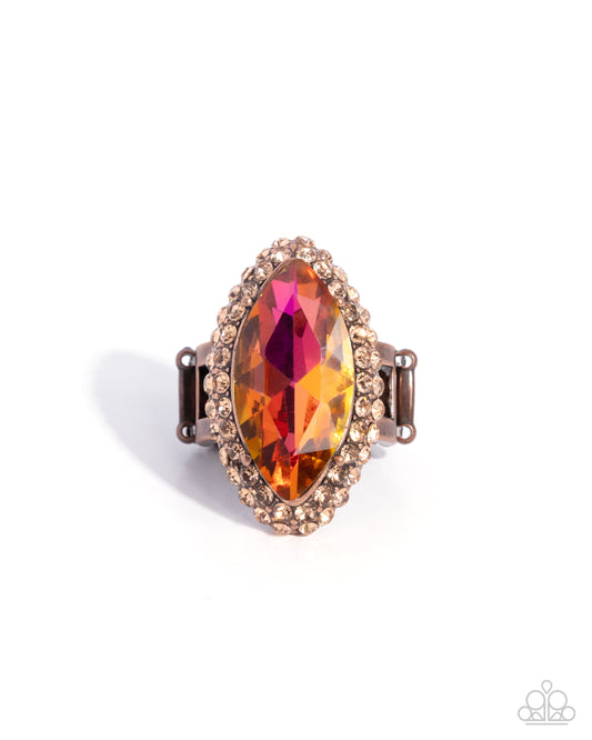 Paparazzi Marquise Medley - Copper & Orange UV Shimmery Gem Ring R1290
