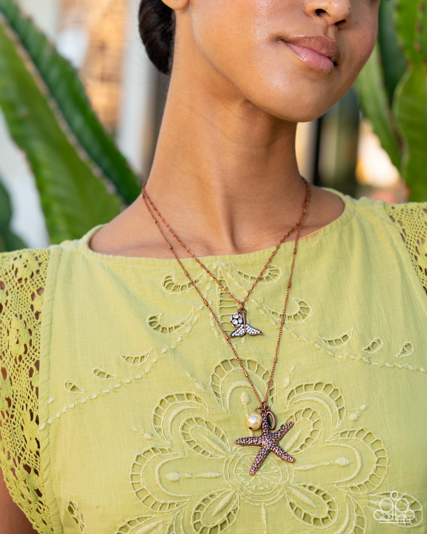 Paparazzi Coral Class - Copper Star & Mermaid Tail Satellite Layered Chain Necklace