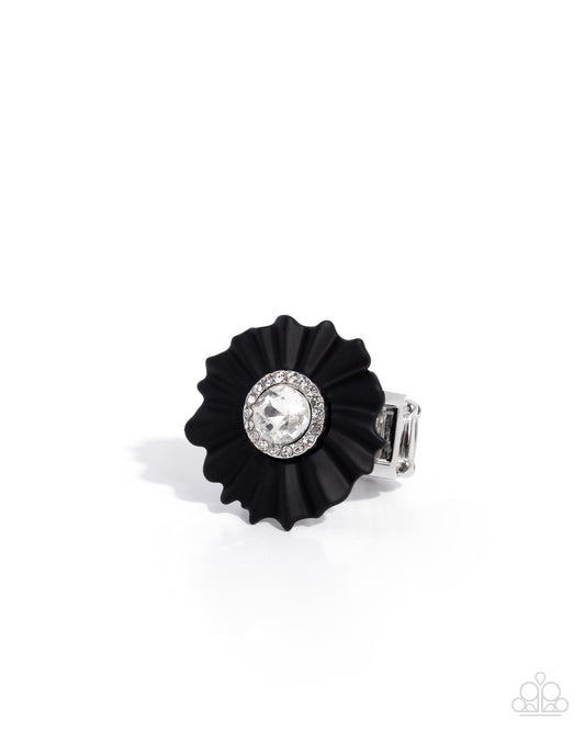 Paparazzi Carved Captain - Black Crimped Painted & White Gem Ring