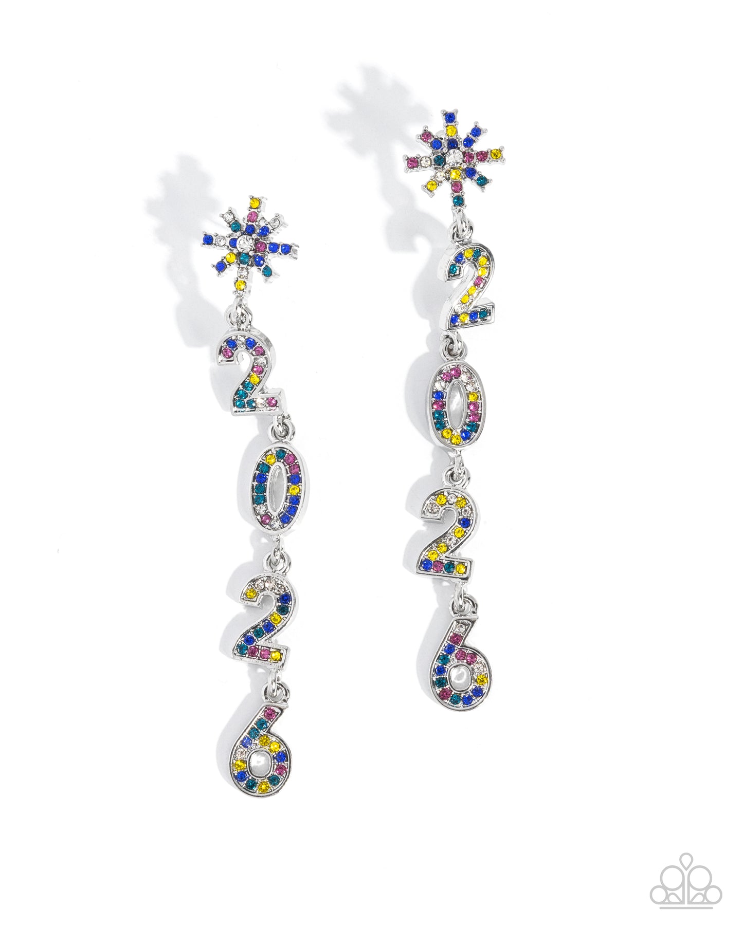 Paparazzi Ring In The Shimmer - Multicolored Rhinestone Silver 2026 New Years Earring E3221
