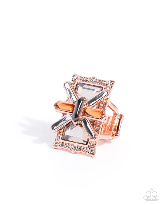 Exaggerated Edge - Copper, Hematite, Peachy Gem Vintage Shiny Copper Ring Paparazzi 2025 Convention Exclusive R1141