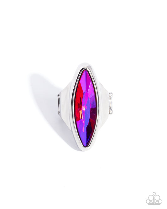 Paparazzi Determinate Dazzle - Pink UV Shimmery Gem Silver Ring