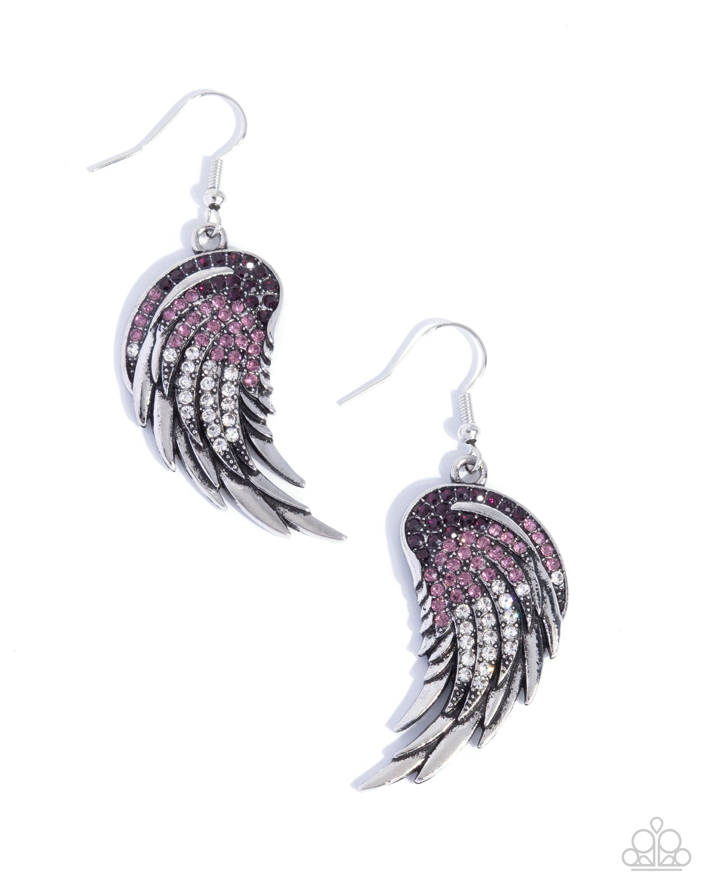 Paparazzi Angelic Appeal - Purple, Light Amethyst & Amethyst Rhinestone Angel Wing Earring