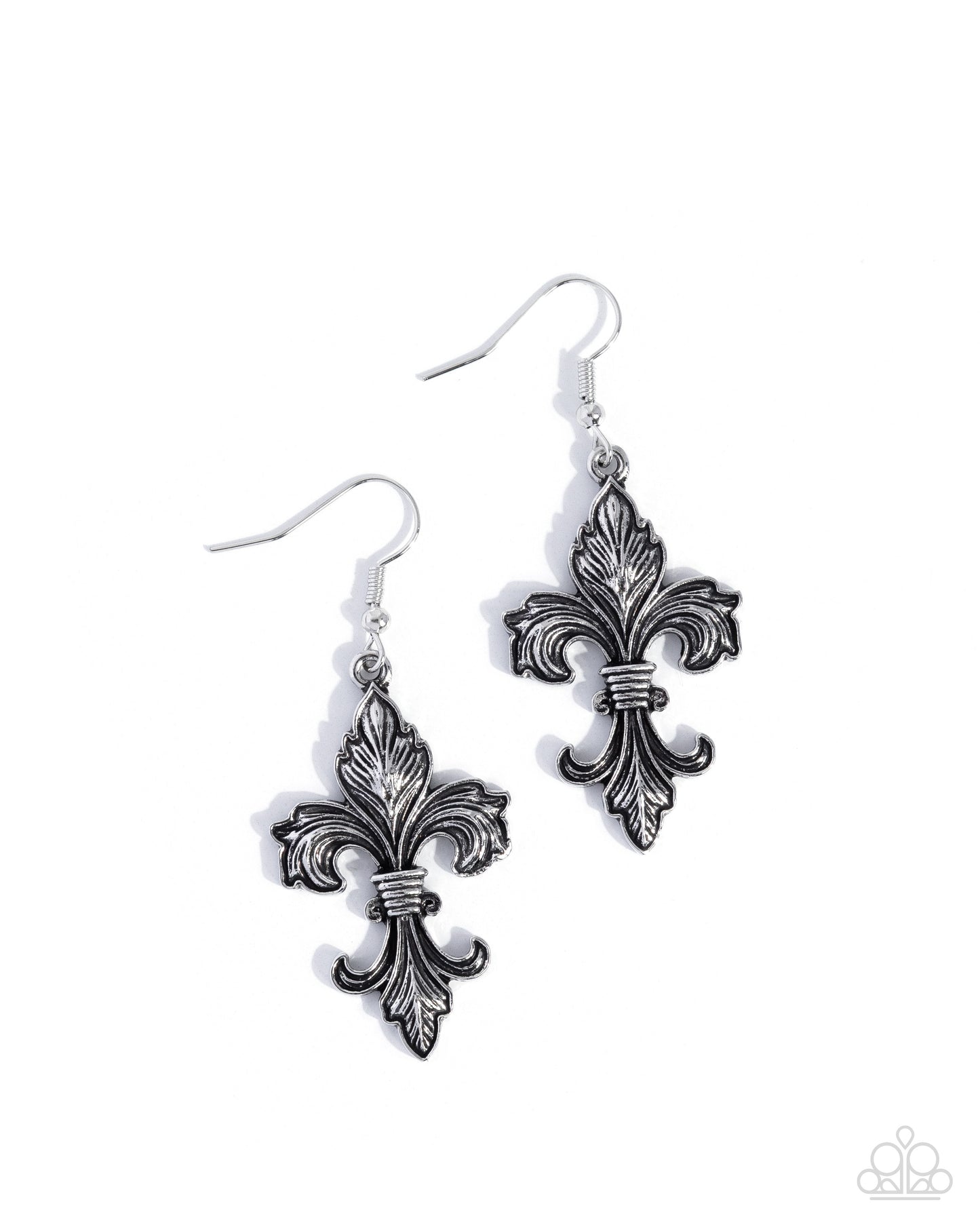 Paparazzi Fancy Fleur-De-Lis - Silver French Chic Earring E3155