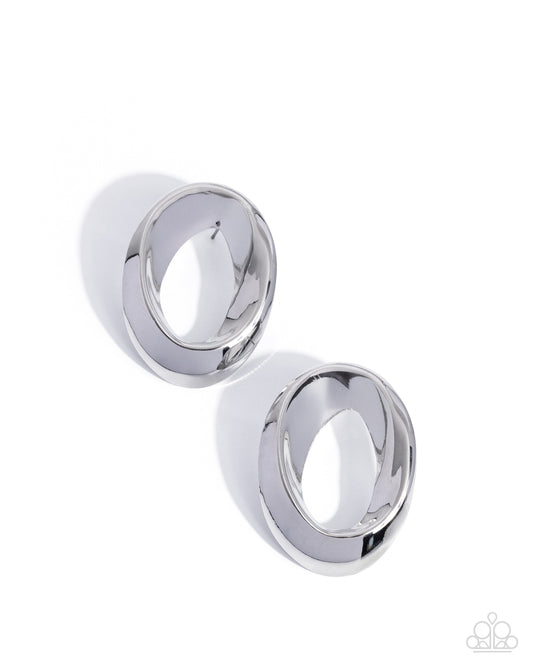 Paparazzi Adorable Announcement - Silver High Sheen Chunky Post Earring