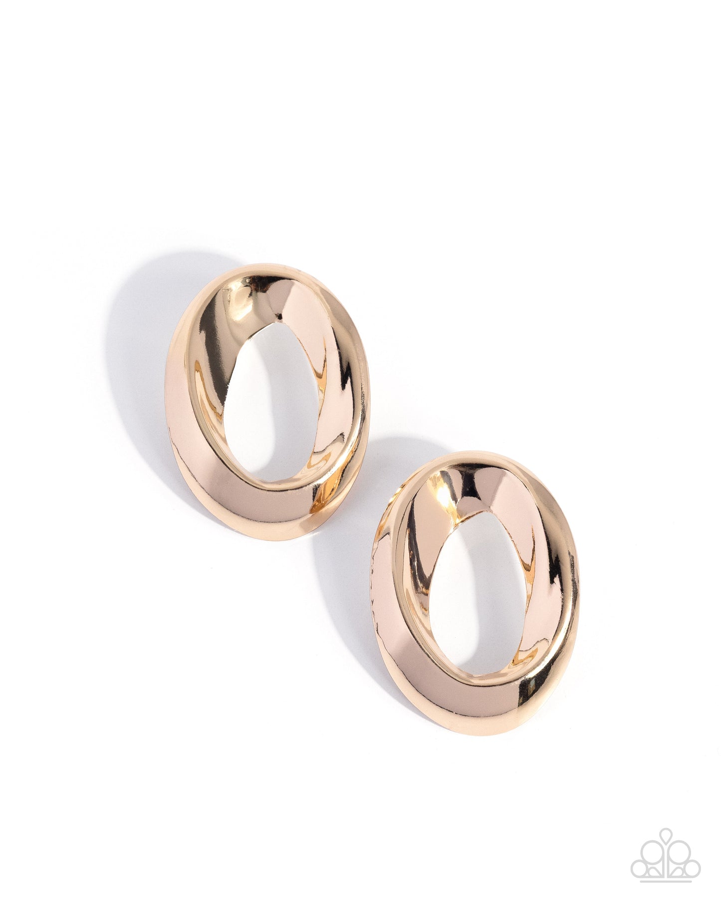 Paparazzi Adorable Announcement - Gold High Sheen Oval Post Earring E3324