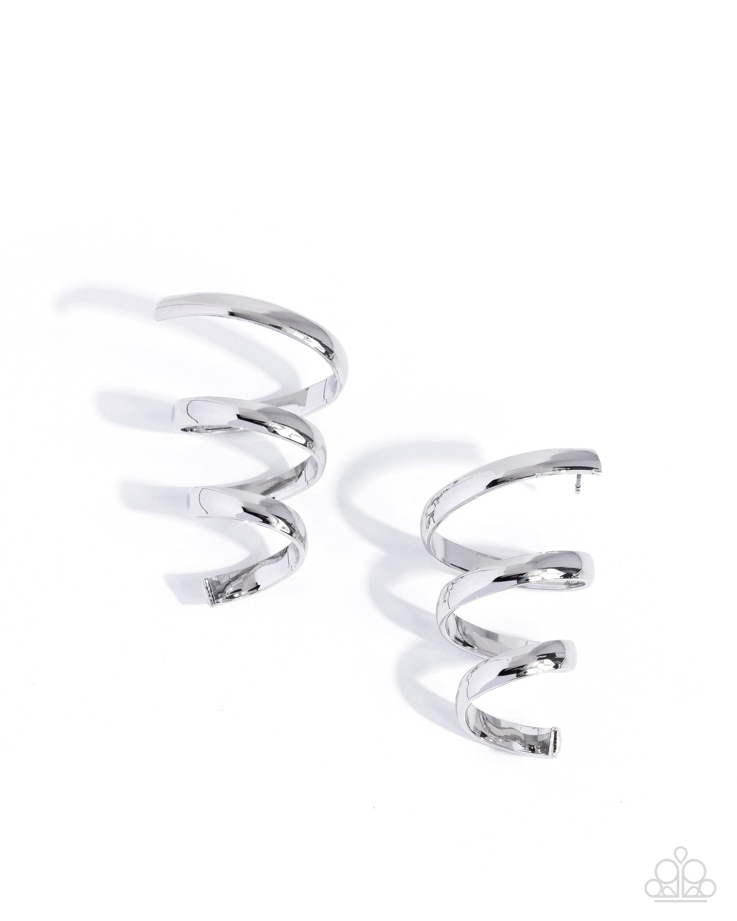 Paparazzi Tornado Warning - Silver High Sheen Spiral Post Earring