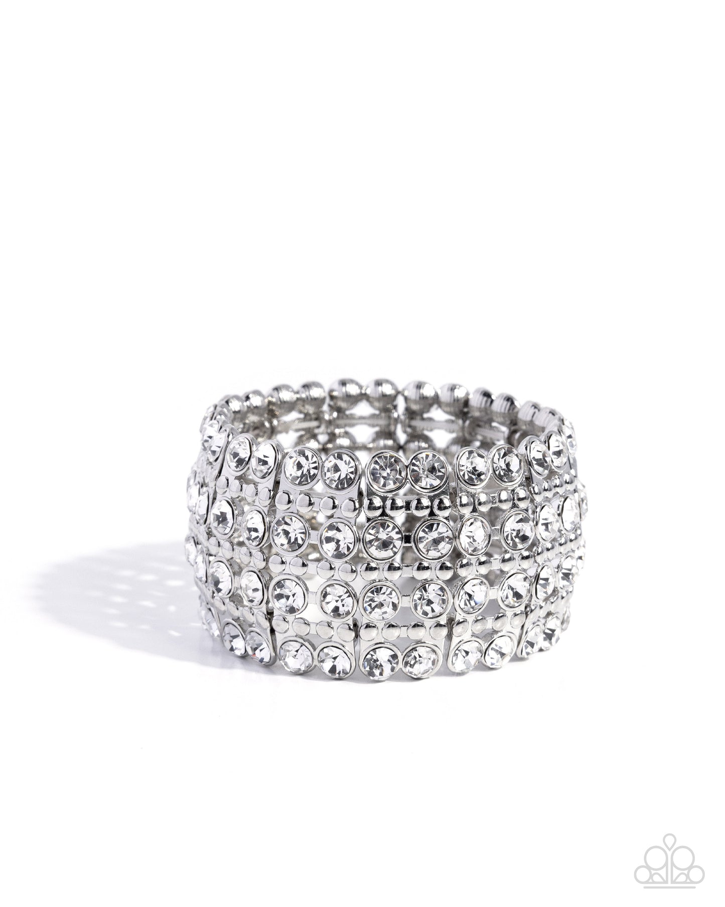 Paparazzi Exuberant Elegance - White Rhinestone Stretch Bracelet B2615