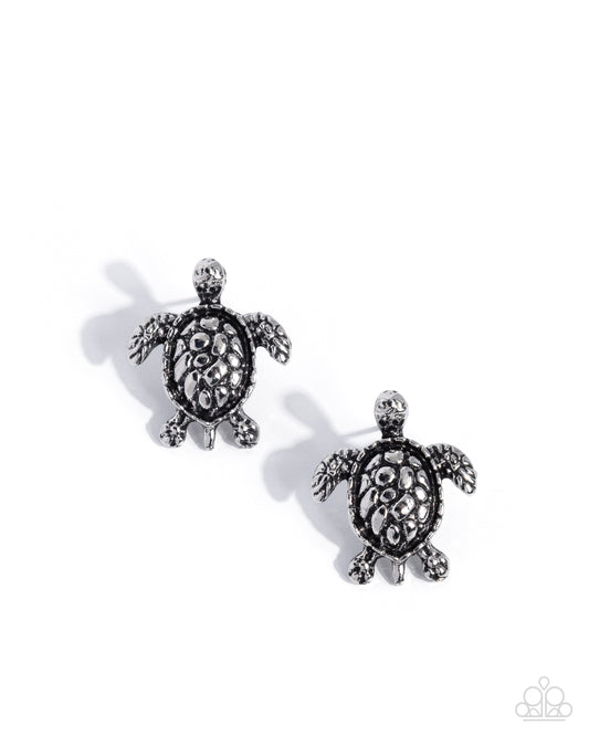 Paparazzi Turtle Taste - Silver Turtle Post Earring E3417