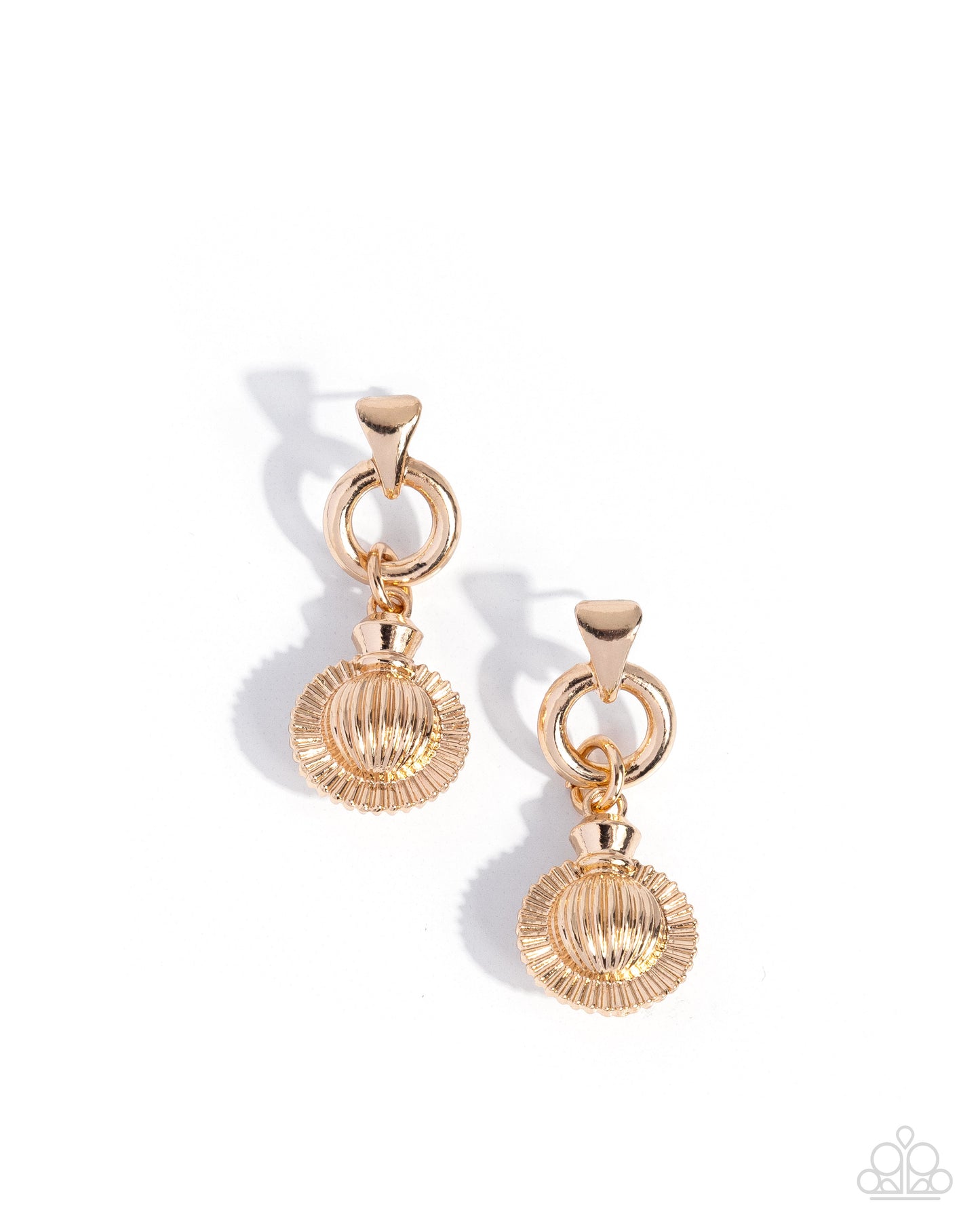 Paparazzi Slow Sway - Gold Sunburst Inspired Pendant Post Earring E3247