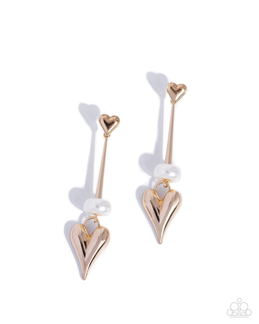 Paparazzi I Feel Loved - Gold Heart Post Earring