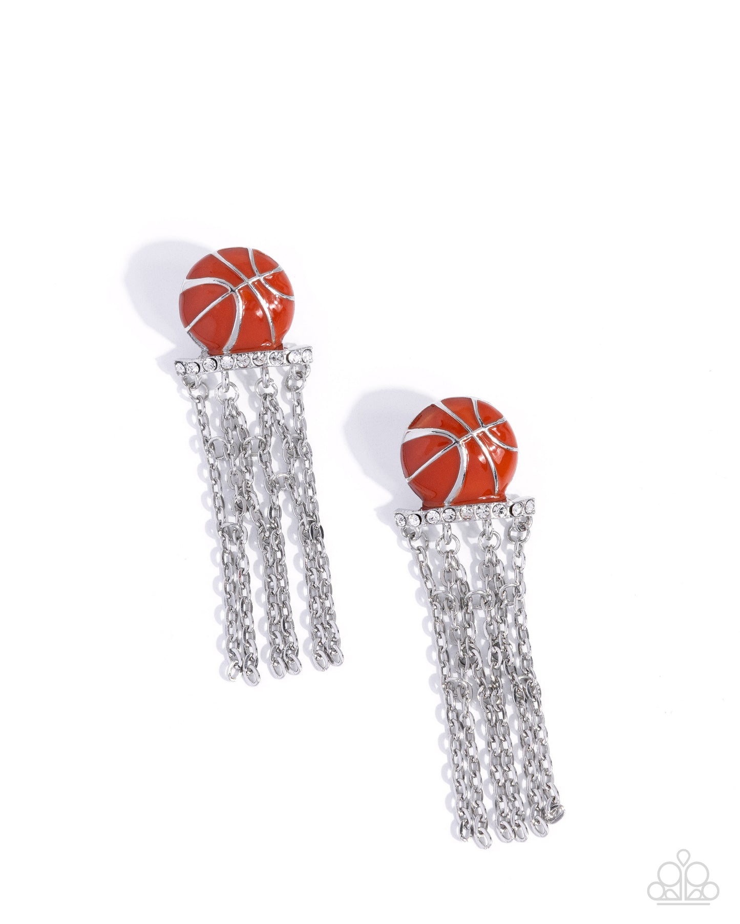 Paparazzi Slam Dunk Shimmer - Orange Basketball & Silver Net Earring