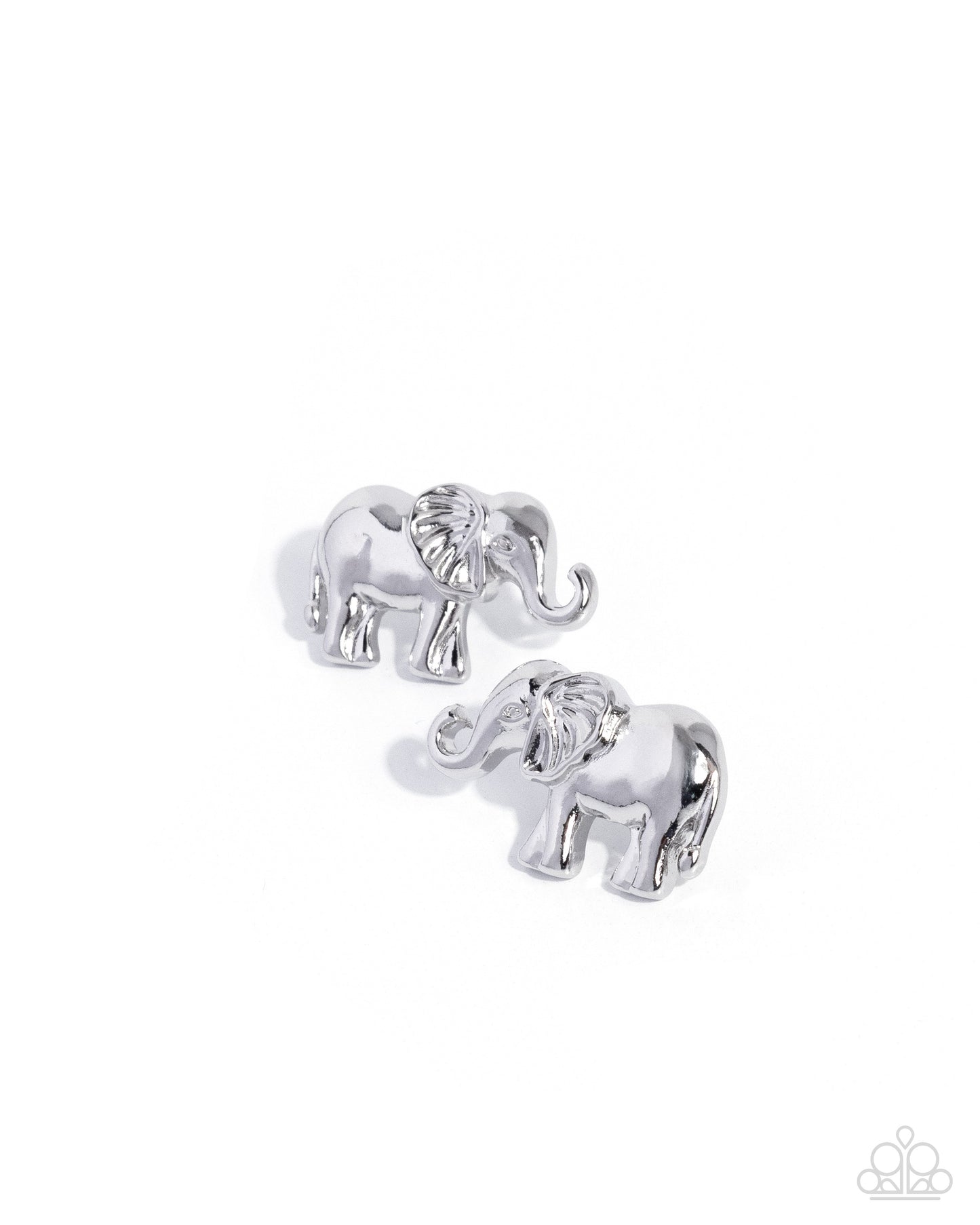 Paparazzi Elephant Eloquence - Silver High Sheen Elephant Post Earring