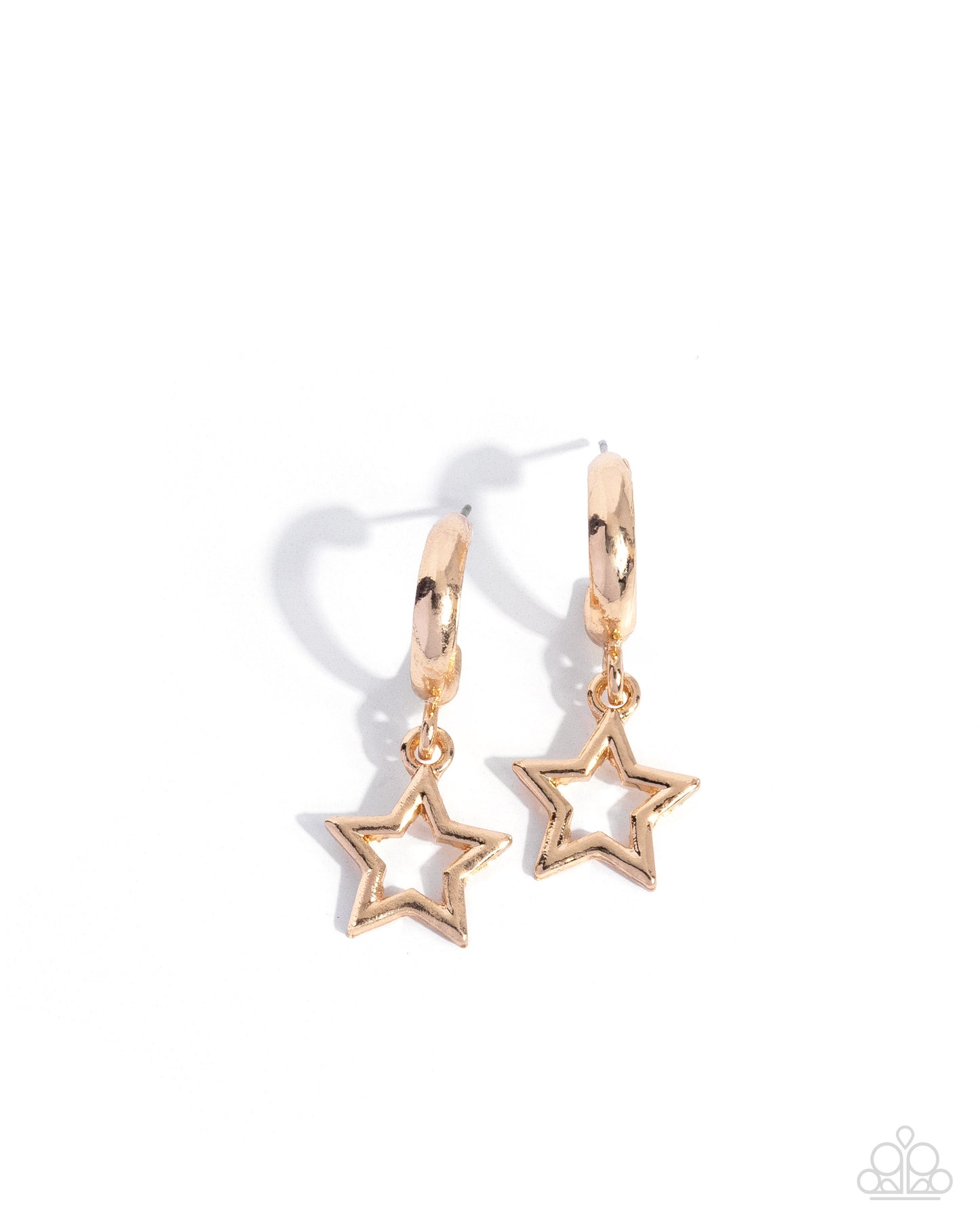 Paparazzi Stellar Start - Gold Star 1/2 Inch Hoop Earring E3408