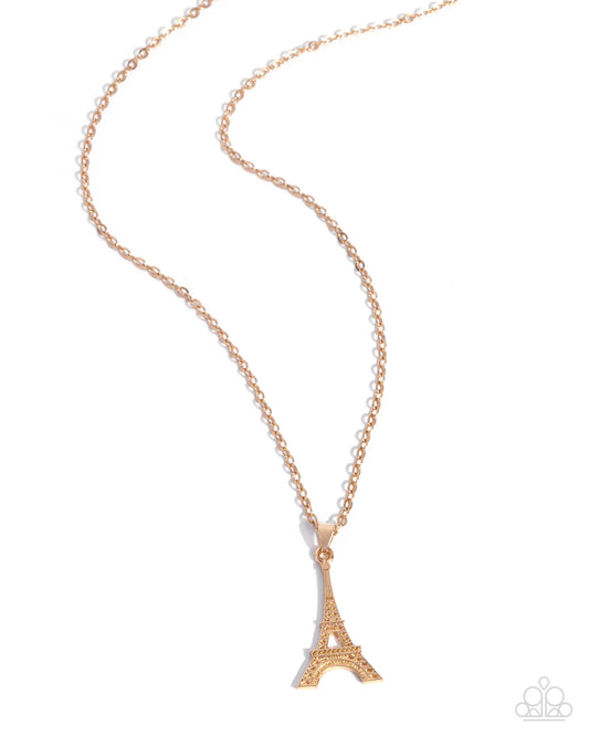Paparazzi Eiffel Tower Eloquence - Gold Pendant Necklace