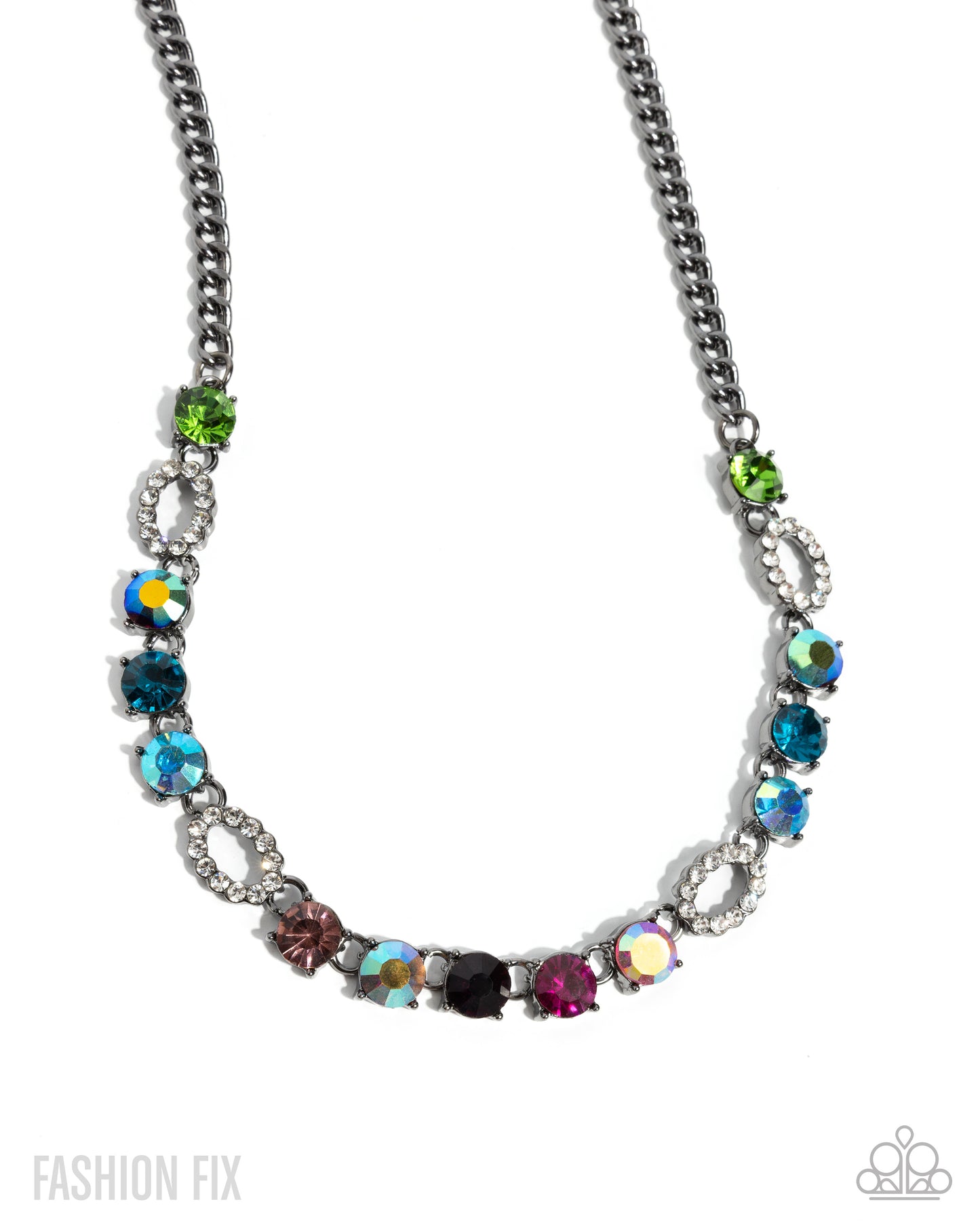 Loud Luxe - Multicolored & Iridescent Gem Gunmetal Necklace Magnificent Musings September 2025 Fashion Fix Paparazzi N3602