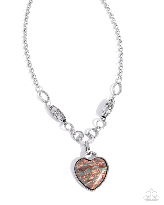 Paparazzi Suitable Stones - Multicolored Stony Heart Padlock Pendant Necklace