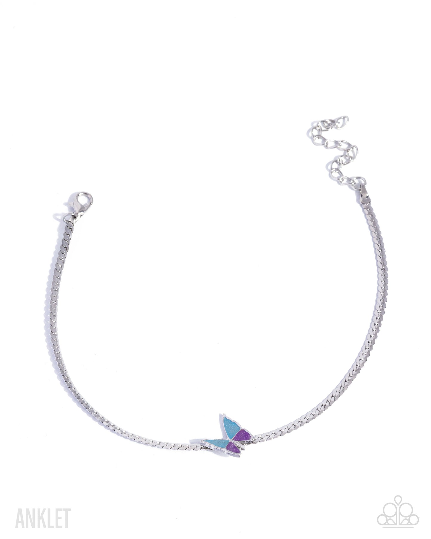 Paparazzi Aerial Atmosphere - Blue Turquoise & Purple Silver Butterfly Anklet