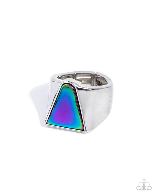 Paparazzi Oil Spill Opulence - Multicolored Oil Spill Urban Silver Ring R1293