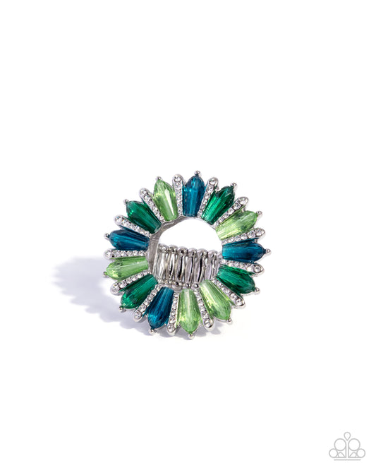 Paparazzi Powerhouse Pedestal - Green & Blue Multicolored Gem Ring R1300