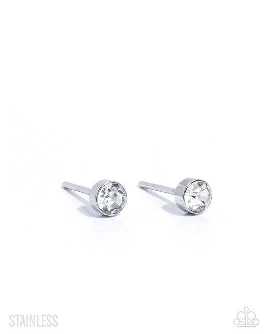 Paparazzi Silent Shimmer - White Stainless Steel Post Earring