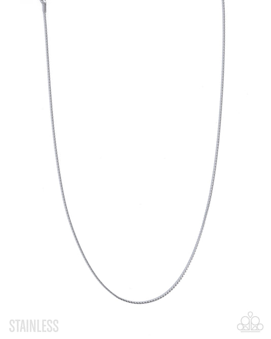Paparazzi Leverage Labor - Silver Stainless Steel Boston Link Chain Urban Necklace N4027