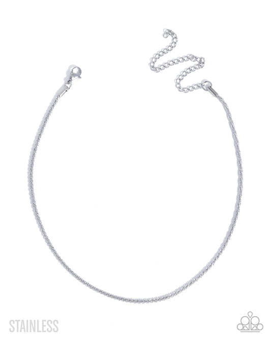Paparazzi Authoritative Academy - Silver Stainless Steel Choker Necklace N2944