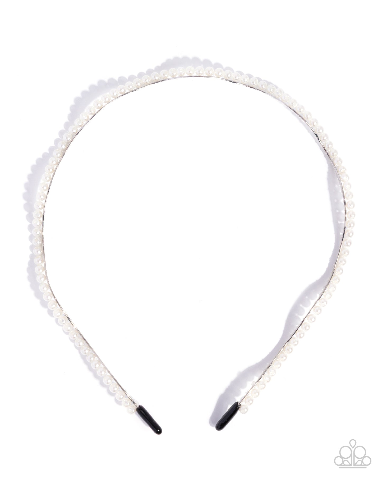 Paparazzi Palatable Pearls - White Glossy White Scalloped Silver Headband