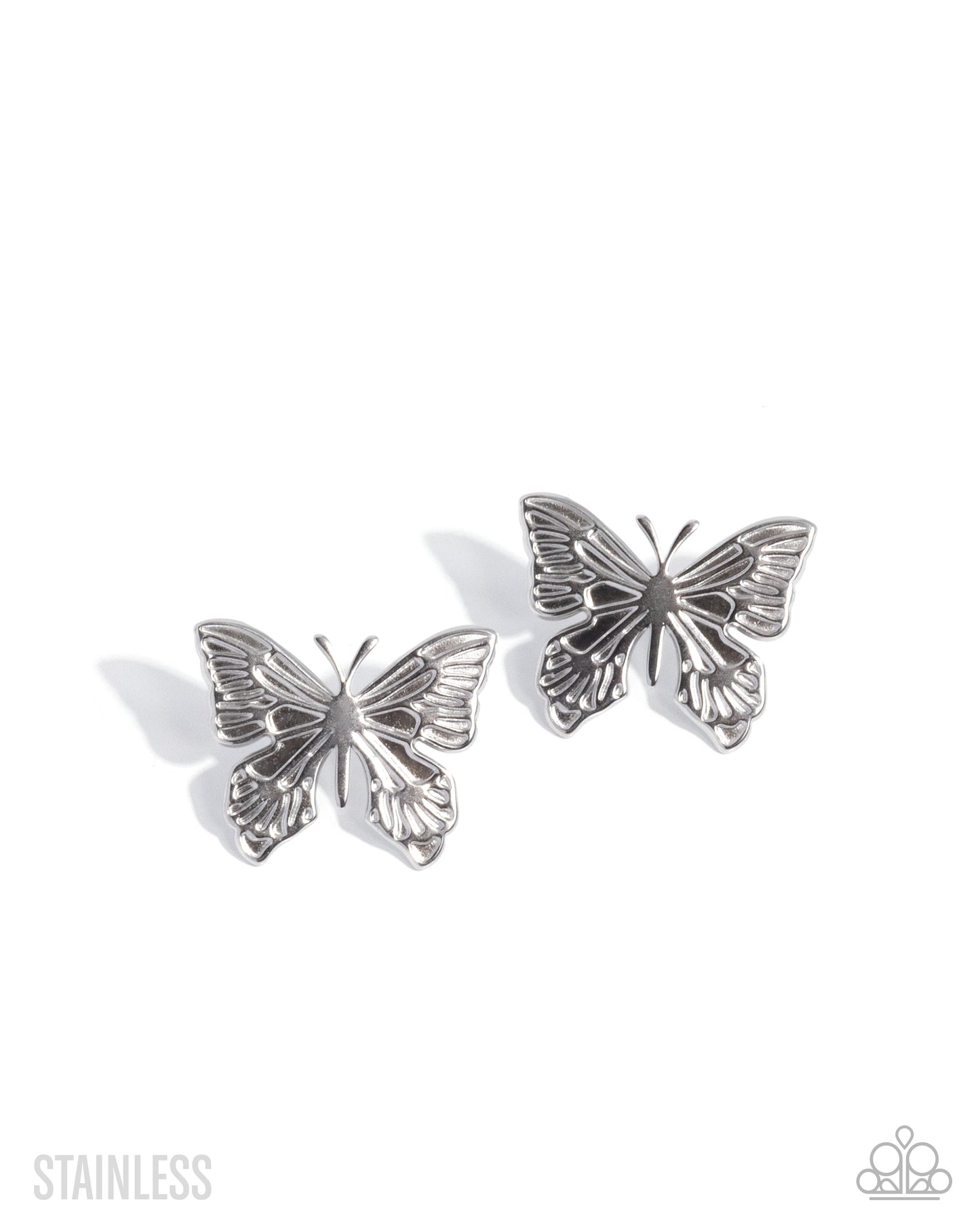 Paparazzi Soaring Sensation - Silver Stainless Steel Butterfly Post Earring