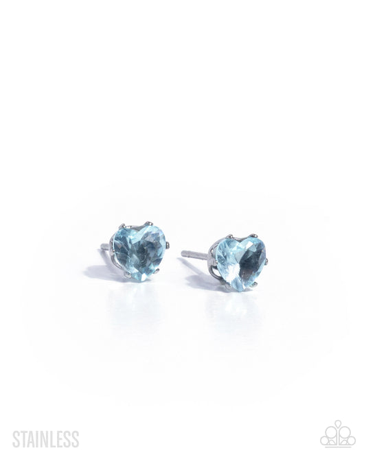 Paparazzi Simple Sweetheart - Blue Heart Cubic Zirconia Post Earring E3467