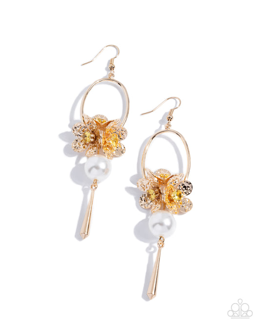 Paparazzi Fixed Flutter - Yellow & Gold Flower Earring